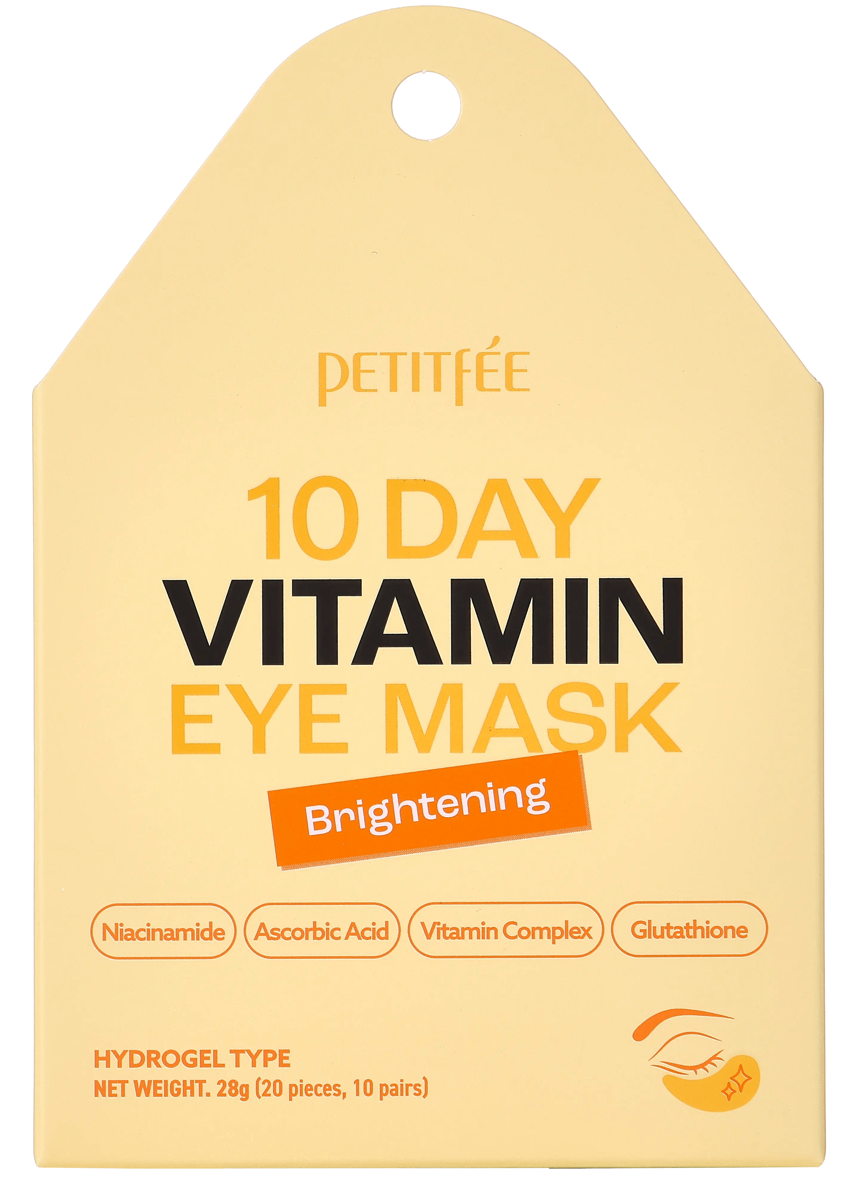 PETITFEE | Десетдневни озаряващи пачове за очи с ниацинамид, витамини и глутатион, 20 бр.Корейска Козметика | LovelyMe