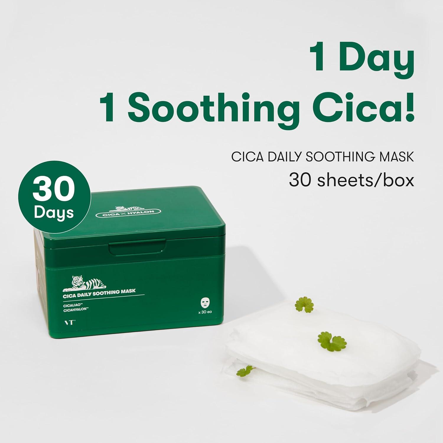 Шийт Маски за лице VT COSMETICS CICA Daily Soothing Mask 30 бр.Корейска Козметика | LovelyMe