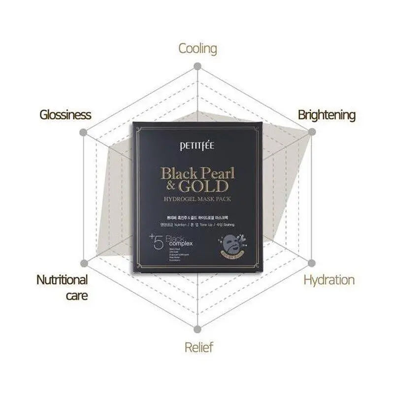 PETITFEE Black Pearl & Gold хидрогелна маска за лицеКорейска Козметика | LovelyMe