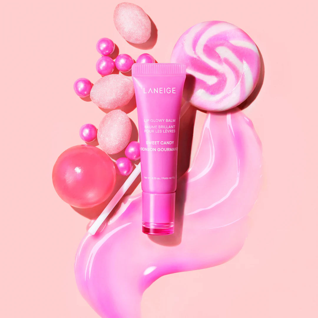 LANEIGE Lip Glowy Balm Sweet Candy — Хидратиращ балсам за устни с розов оттенък (10g)