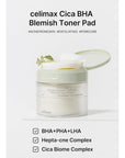 Celimax Ji Woo Gae Cica BHA Blemish Toner Pad — Тонер падове с BHA, PHA, LHA и 7 ботанически екстракта 60 бр. 135ml