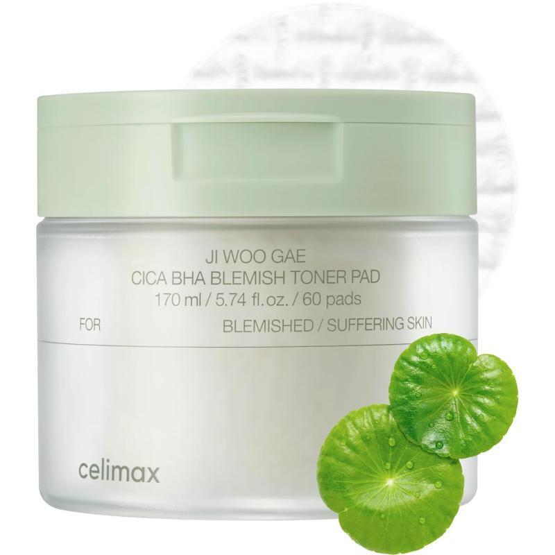 Celimax Ji Woo Gae Cica BHA Blemish Toner Pad — Тонер падове с BHA, PHA, LHA и 7 ботанически екстракта 60 бр. 135ml