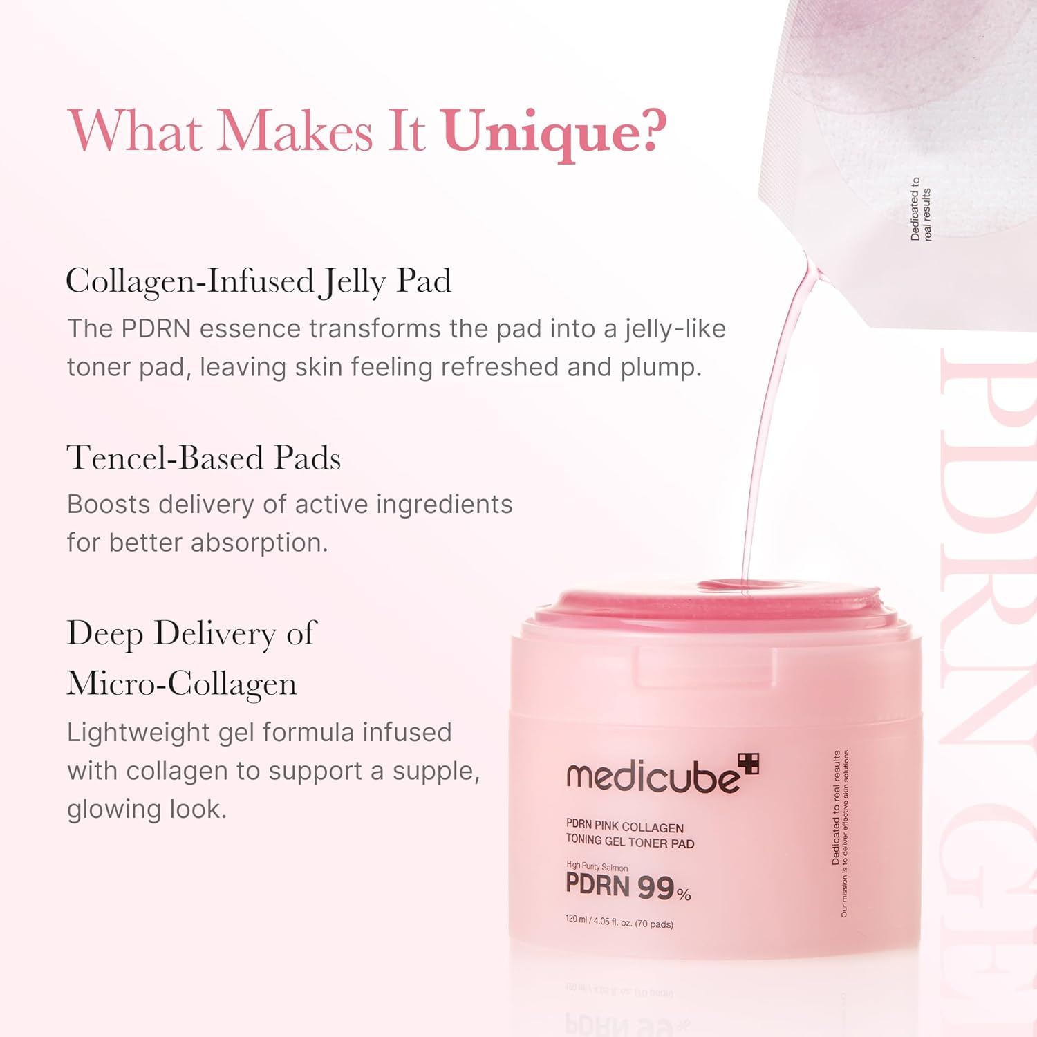 MediCube PDRN Pink Collagen Toning Gel Toner Pad — Тонер падове с Salmon PDRN, AHA, LHA и Centella 70 бр. 120ml