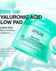 ANUA PDRN 100 Hyaluronic Acid Glow Pad – Хидратиращи тонер падове с PDRN, хиалурон и ниацинамид за сияйна кожа (60 бр.)