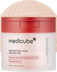 MediCube Red Succinic Acid Peeling Pad — Двустранни ексфолиращи падове с янтарна и салицилова киселина 70 бр.